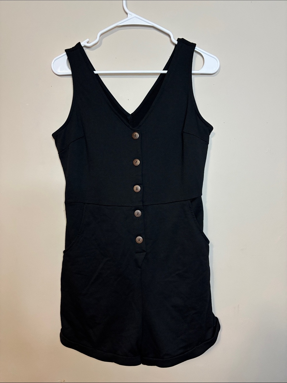 Classic Black Button-Front Women's Romper NWOT NEW